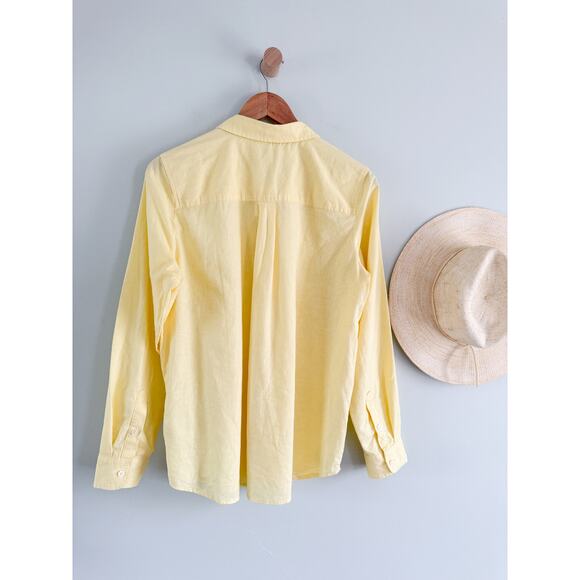 J.Crew Factory | NWT Linen-blend button-up shirt in Fresh Lemon Yellow | Sz M - Picture 8 of 9